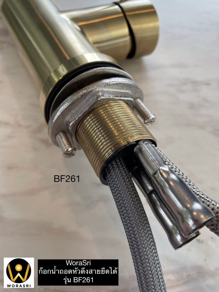 BF261 Pull out brushed gold kitchen faucet elegant design 3