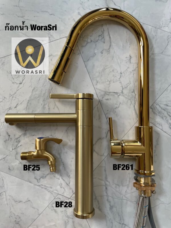 WoraSri Bras sand Stainless304 Faucet Shower Set Bidet Golden Color 4